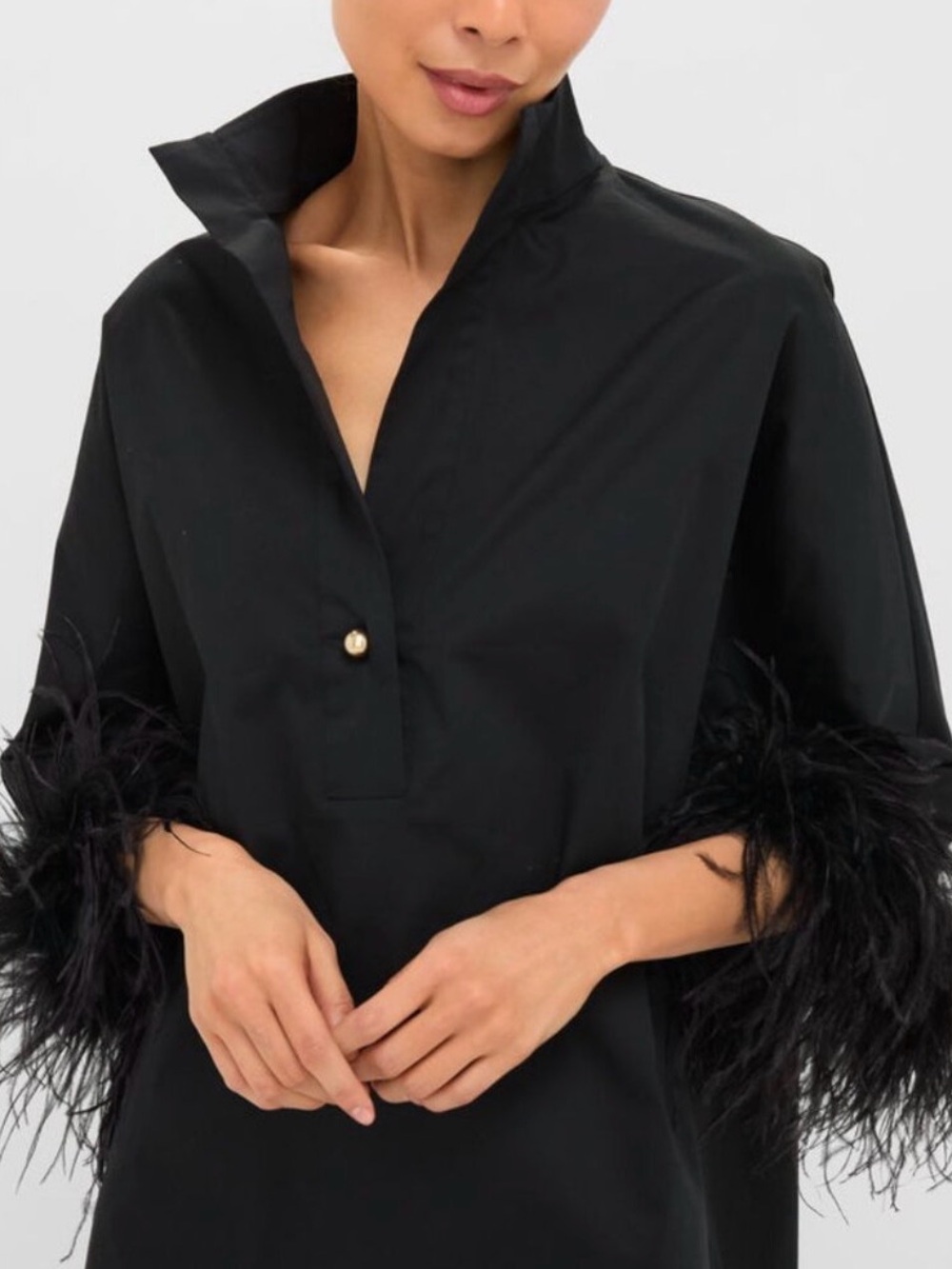 Tuckernuck Black Feather-Cuff Popover Tunic